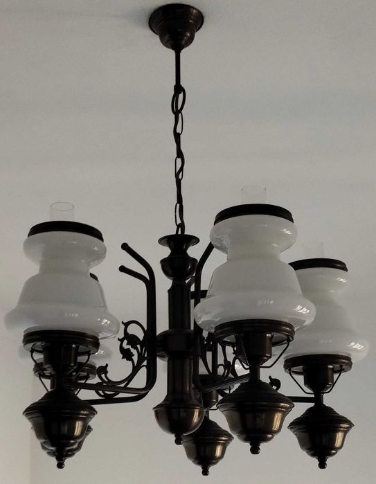 Candeeiro Tecto Metal Vidro Sala Quarto 5 Lustres