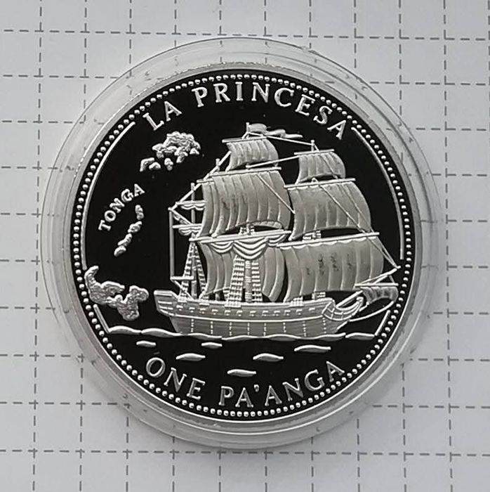 Тонга 1 паанга 1993р. Вітрильник "La Princesa". СРІБЛО. ПРУФ.