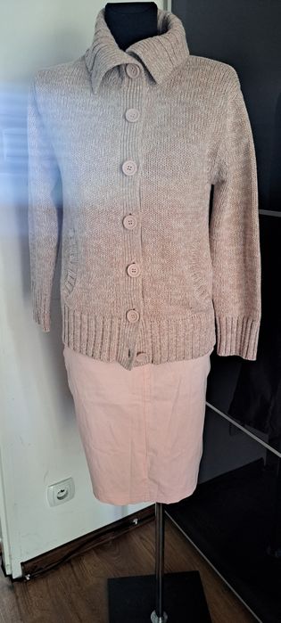 Damski sweter 36/38 pudrowy róż