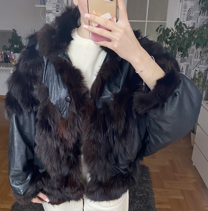 Kurtka skórzana z futrem z lisa