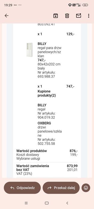 Regał Billy IKEA, witrynka