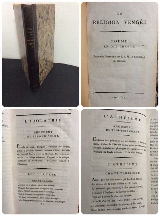 La religion vengee. Poeme en dix chants , 1796. Muito raro