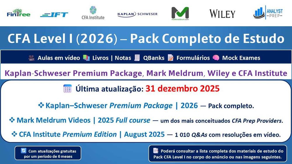 CFA Level I 2026 – Study Pack + Kaplan-Schweser Premium Package (2026)