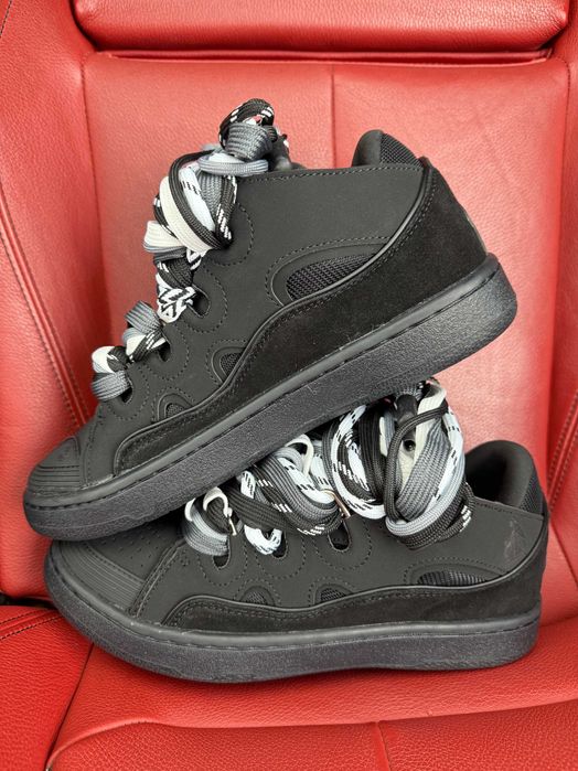 (БЕЗ ПЕРЕДОПЛАТИ)Lanvin Curb Sneaker Black Grey ланвін керб чорно сірі