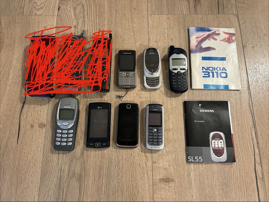 Stare Telefony Komórkowe Zestaw 7 sztuk Siemens SL-55 / Nokia 3210 / Sony Ericsson K530I / Siemens C35 / Nokia Vodafone