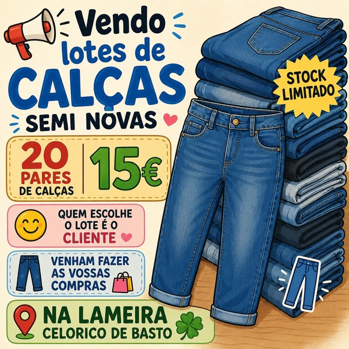 Vendo lotes de calças semi novas vários tamanhos , quem escolhe o lote é o cliente.