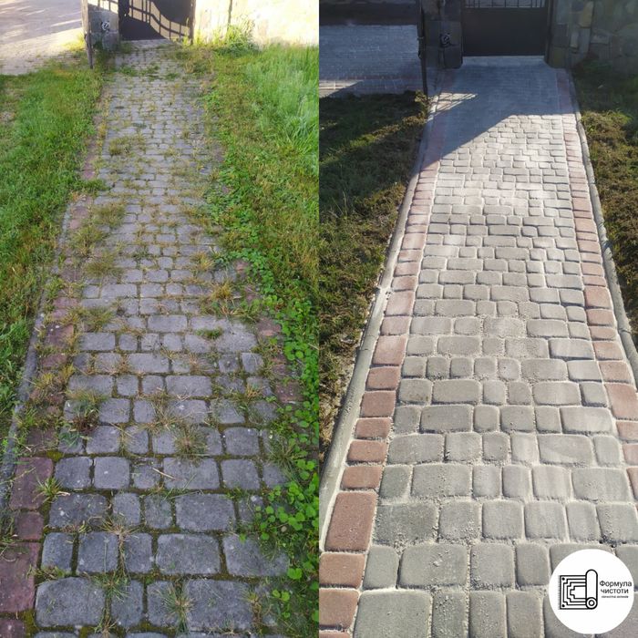 Миття бруківки фасаду парканів