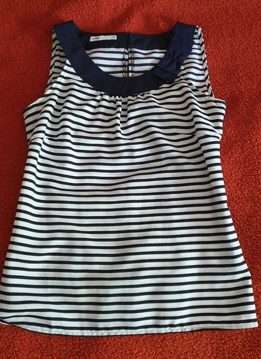 Блузка жіноча в білу та синю смужки Oodji , дуже елегантна, р.42 укр