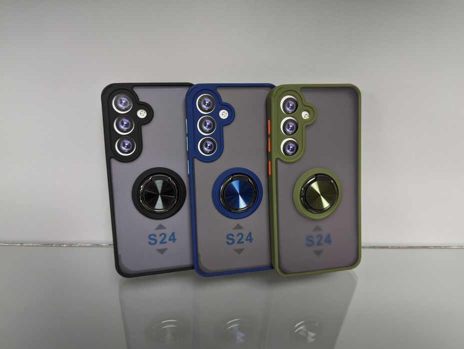 Samsung Galaxy S24 противоударный чехол с кольцом матовый чохол