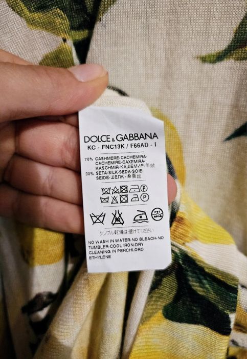 Kremowy żółty komplet sweter top Dolce Gabbana cytryny kaszmir