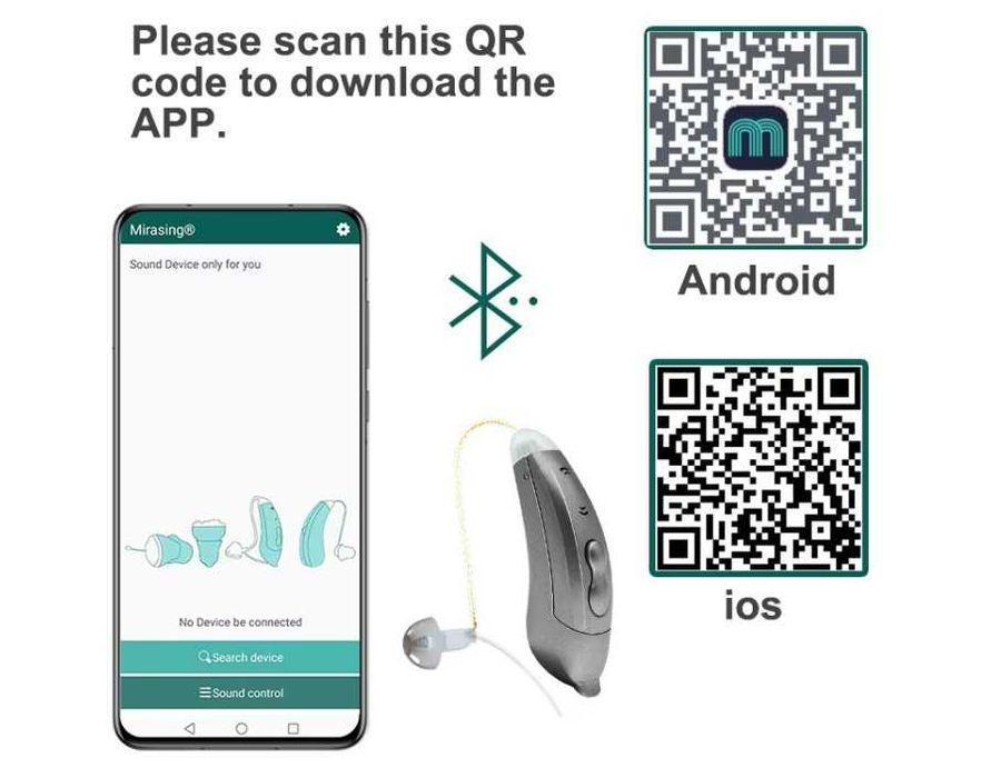 Aparelho auditivo Esquerdo com configuração bluetooth