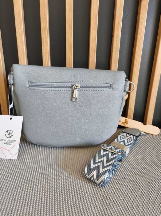 Szara nowa damska nerka torebka na ramię Marco Contti stylowa
