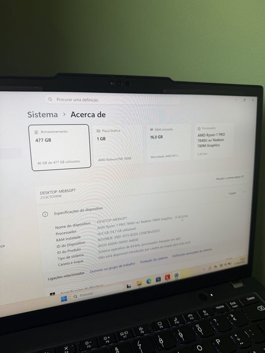 Lenovo ThinkPad Ryzen 7 PRO 7840U | 16 GB RAM | SSD 477 GB | Radeon 780M