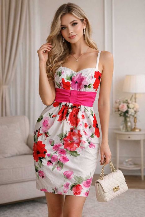 Sukienka Noix S/36 w kwiaty na cienkie ramiączka #473