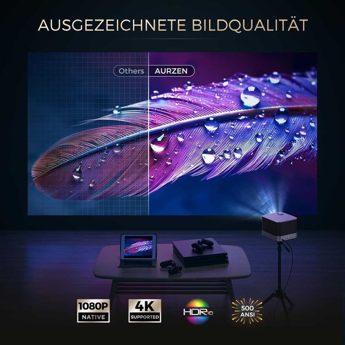 Projektor Aurzen Boom 3 300" Wifi Fullhd Hdmi Usb Hdr Netfix Dekodu 4k
