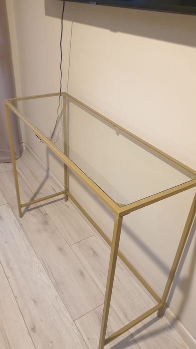 Złota konsola stolik szklany T.K Maxx Hampton hit wyprzedaż glamour