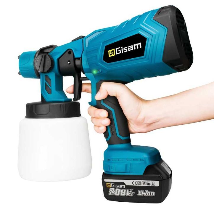 Pistola de pulverização elétrica sem fio com 2 baterias e carregador