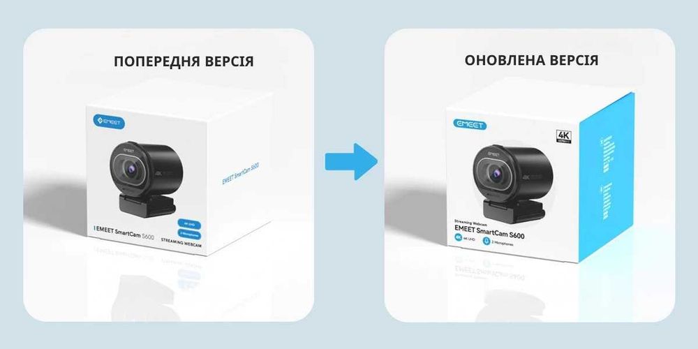 Оновлена версія Webcam EMEET S600 4K 60FPS Sony | Вебкамера для стріму OBS YouTube TikTok