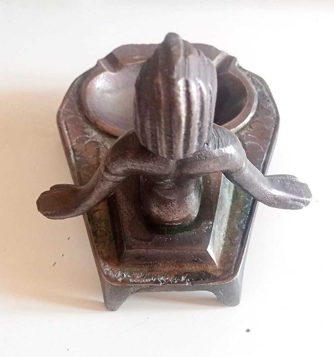 Antigo Cinzeiro Estilo Deco bronze Cleopatra egyptian