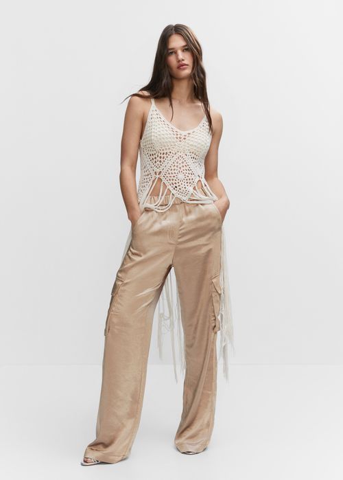 Spodnie satynowe cargo Mango XS