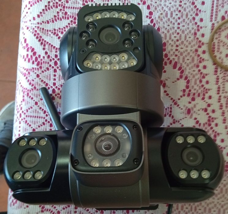Câmara de Vigilância Wi-Fi Multi-Lente (Sistema de 3 Ecrãs)