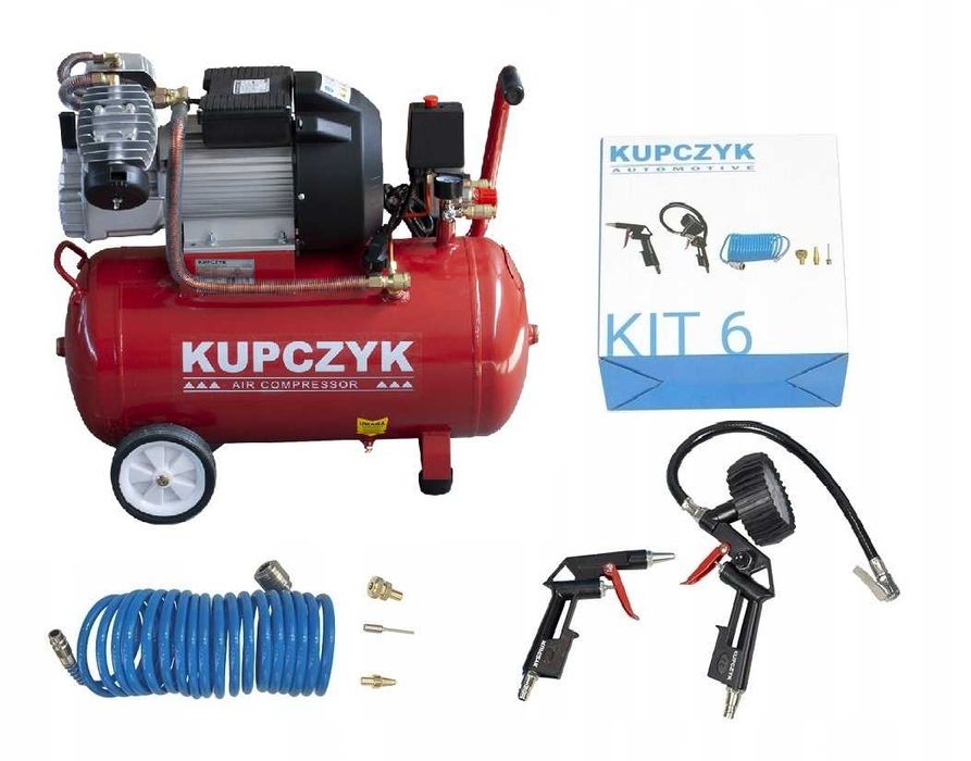 Kompresor tłokowy ZVAT-50 + zestaw pneumatyczny KIT-6 Kupczyk