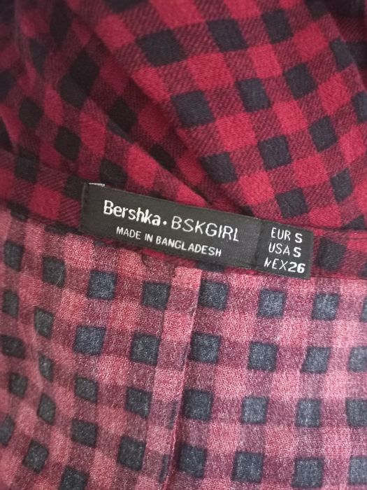 Bluzka w kratkę z wiązaniem z wiskozy r.S