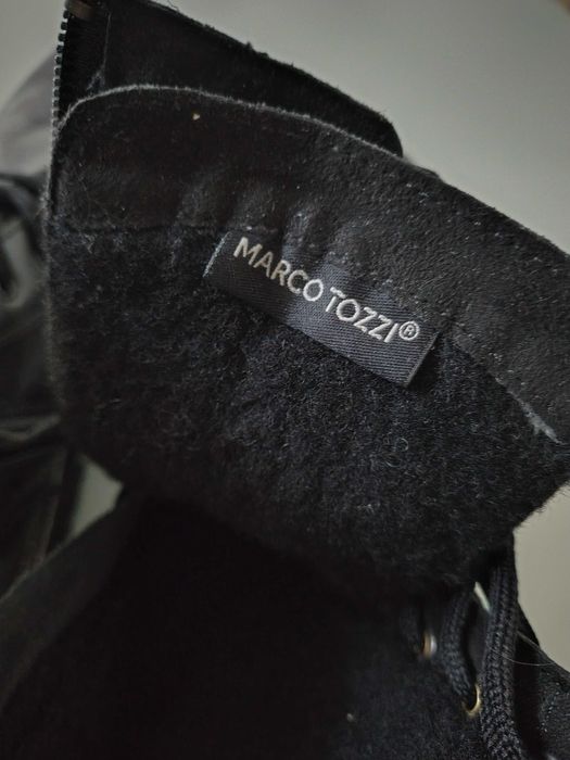 Trapery zimowe MARCO TOZZI Czarne trzewiki skórzane Nowe