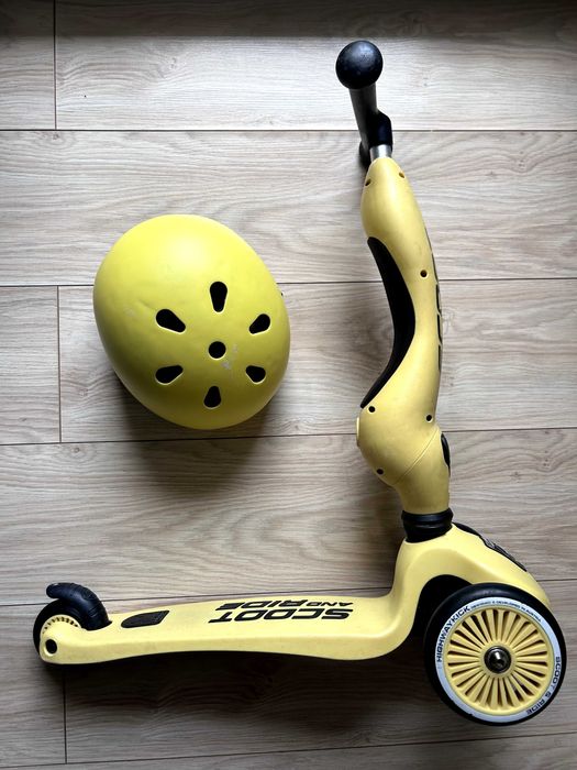 Hulajnoga Scoot and Ride 2 w 1 + Kask w kolorze limonkowym