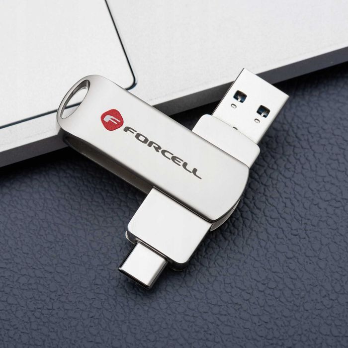 Pendrive Forcell 3,2 64 GB USB C USB A 3.2 srebrny