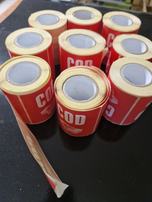 Etykiety samoprzylepne kurierskie COD za pobraniem