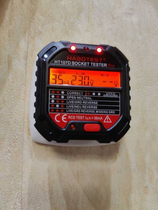 Тестер розетки HABOTEST HT107D Pro Socket Test RCD LCD Display УЗО