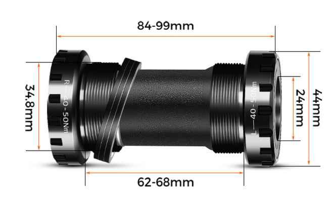 WESTBIKING Suport BSA wkręcany korba 24mm BLACK