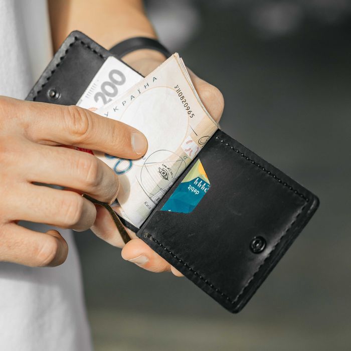 Чоловічий затискач для грошей шкіряний чорний