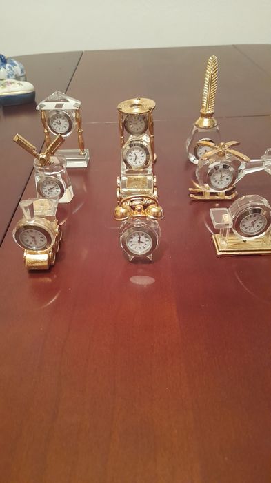 Relógios de colecção em cristal.