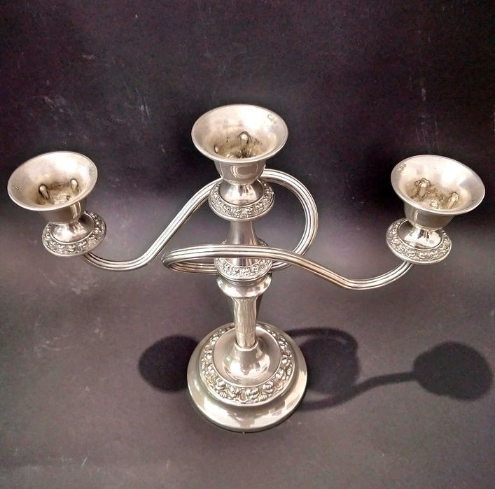 Świecznik plater 3-ramienny angielski sygnowany