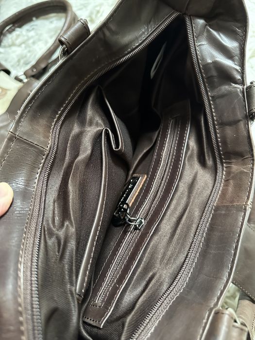 M Genuine leather sliczna torba skorzana z wlosiem