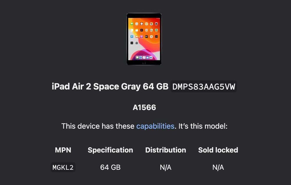 iPad Air 2 – 64GB – Na części