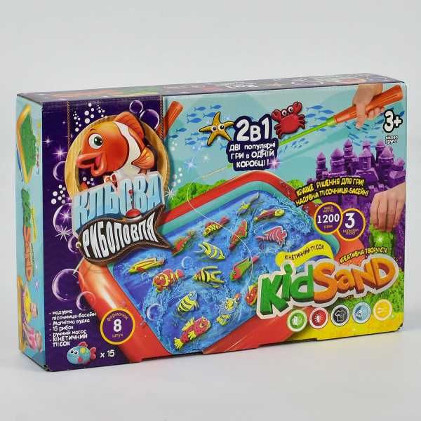 Пісок кінетичний Kidsand 1600 г пісочниця, набір пісок + рибалка
