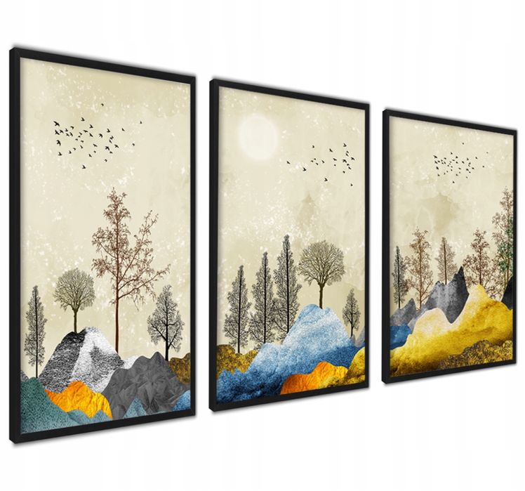 Trzy plakaty tryptyk złoto 50/70