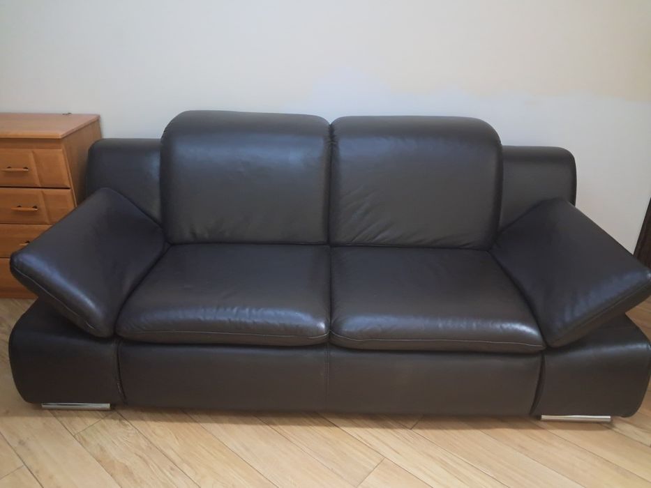 Sofa skórzana brązowa