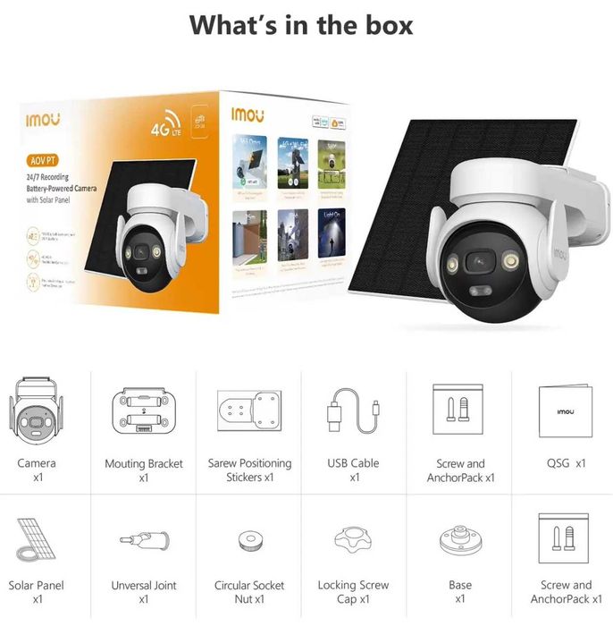 Камера IMOU AOV PRO 5MP: Бездротова 4G/Wi-Fi + Сонячна панель
