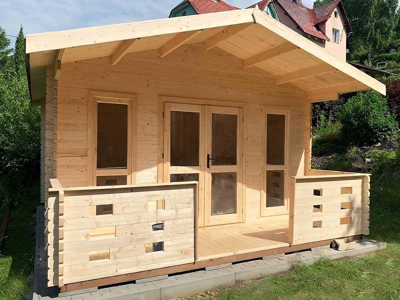 DOMEK ANIA Letniskowy 5x5,9m BAL 44mm z Tarasem PROJEKT NA WYMIAR