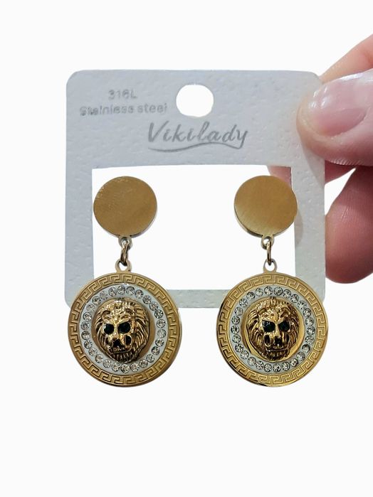 Kolczyki Stal Chirurgiczna Lew Piękne Nowe