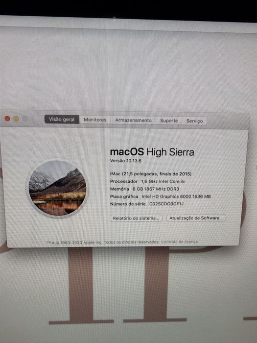 “iMac 21,5” Apple Late 2015 + teclado e rato originais”