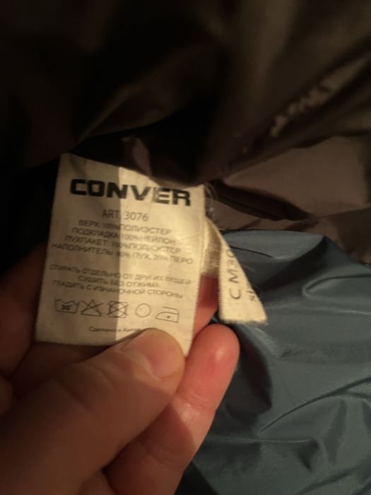Мужской пуховик conver (оригинал) зеленый размер L 100% пух