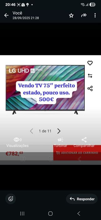 Smart TV LG  75 polegadas