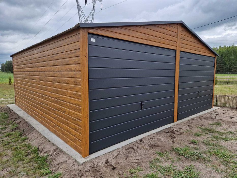 Garaż blaszany Premium 6x5 m Garaz Blaszak Drewnopodobny Garaże blaszane na wymiar PRODUCENT