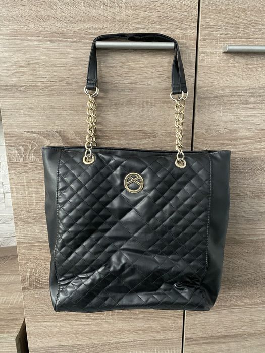 Torebka torba damska na łańcuszku złotym shopper A4