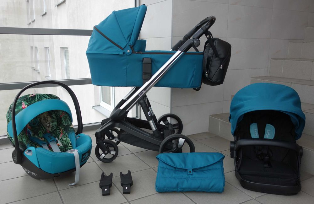 wózek 3w1 iBebe iStop z elektronicznym hamulcem z fotelikiem Cybex